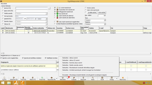 CRM modul -  kereső statisztika